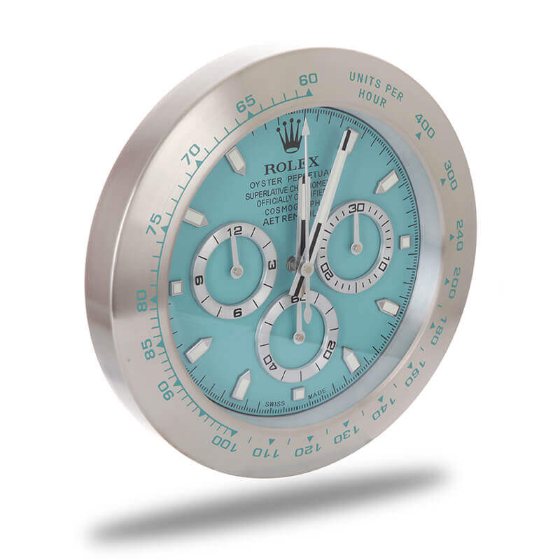 Rolex Daytona Wall Clock - Sliver Tiffany Blue