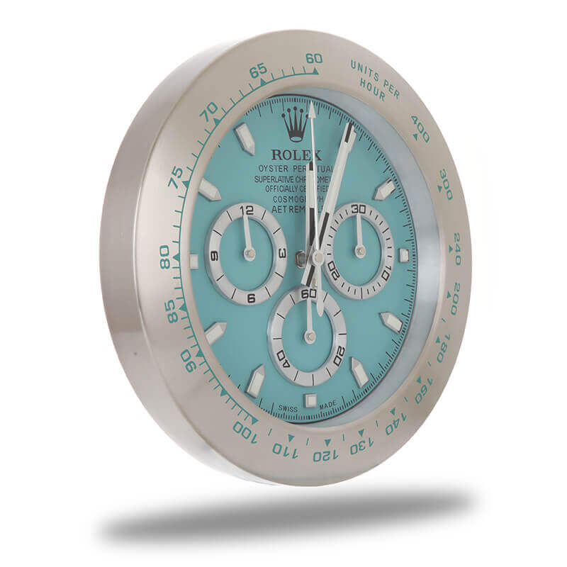 Rolex Daytona Wall Clock - Sliver Tiffany Blue