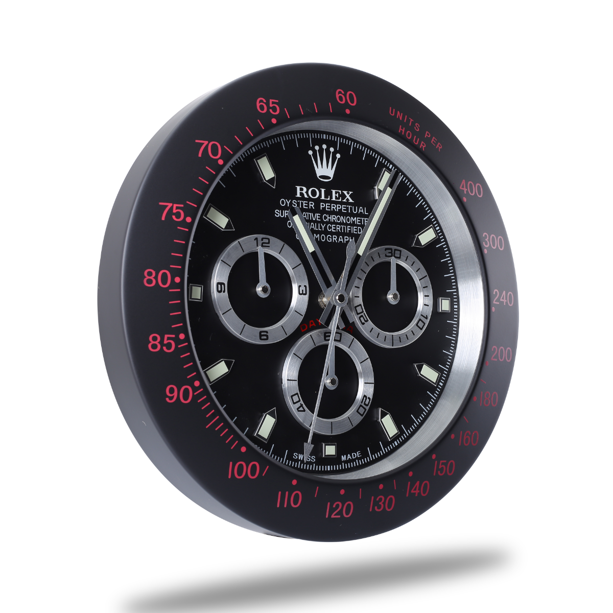 Daytona Red Black Rot Schwarz Wanduhr Rolex