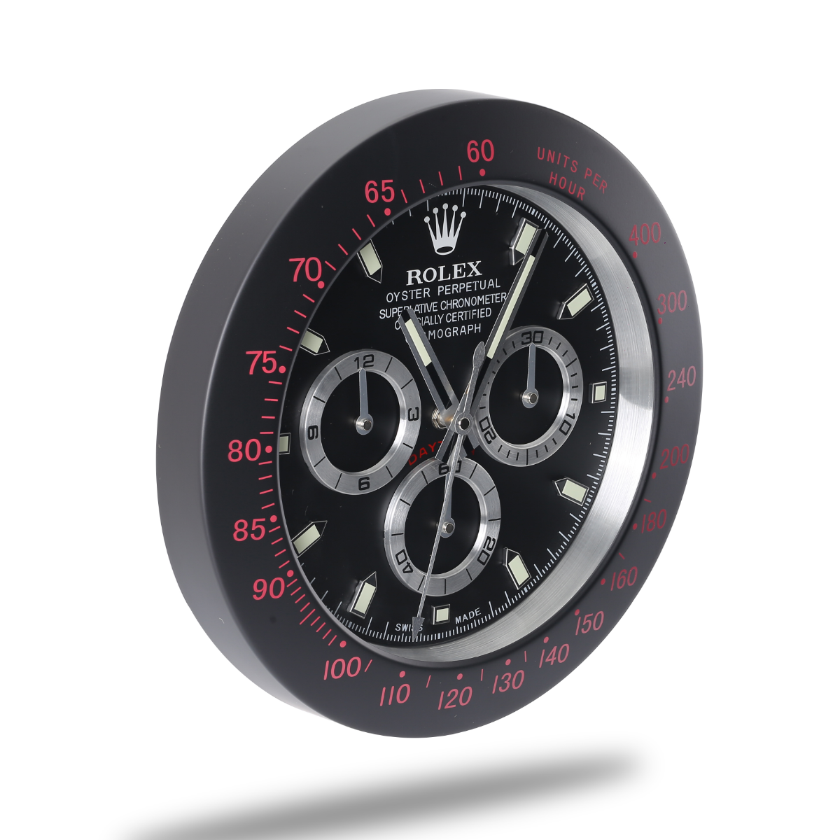 Daytona Red Black Rot Schwarz Wanduhr Rolex