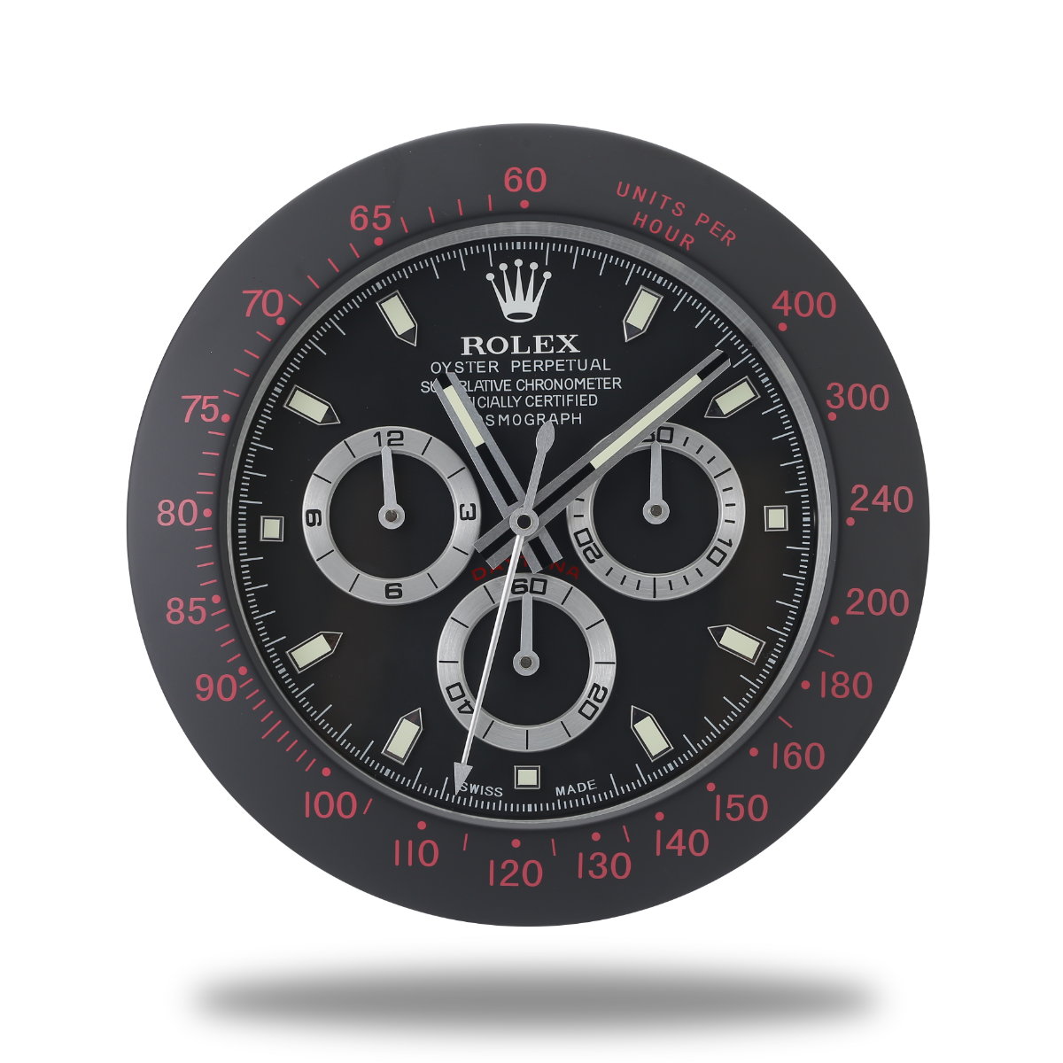 Daytona Red Black Rot Schwarz Wanduhr Rolex