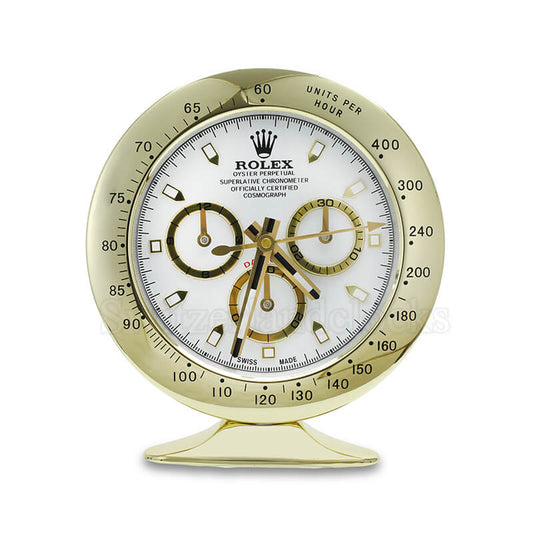 Daytona Table Clock - Gold White Dial