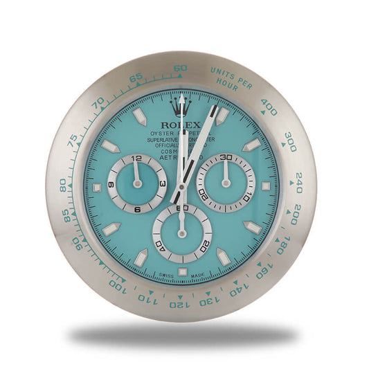 Rolex Daytona Wall Clock - Sliver Tiffany Blue