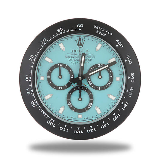 Rolex Daytona Wall Clock - Black Tiffany Blue