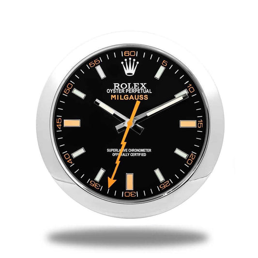 Rolex Milgauss Wall Clock - Silver & Black