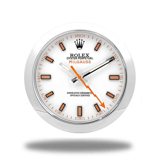 Rolex Milgauss Wall Clock - Silver & White