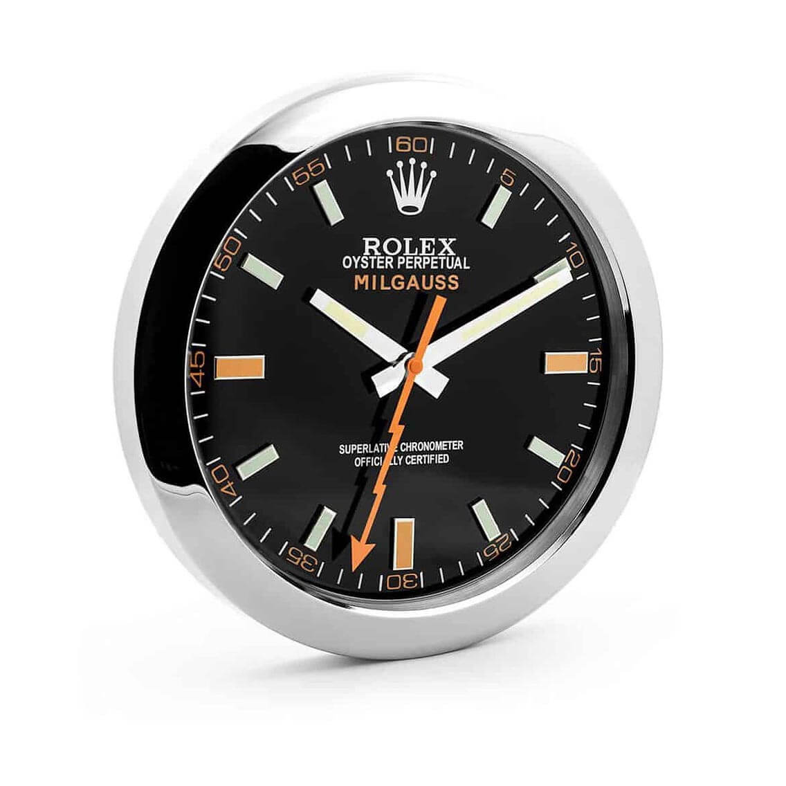 Rolex Milgauss Wall Clock - Silver & Black
