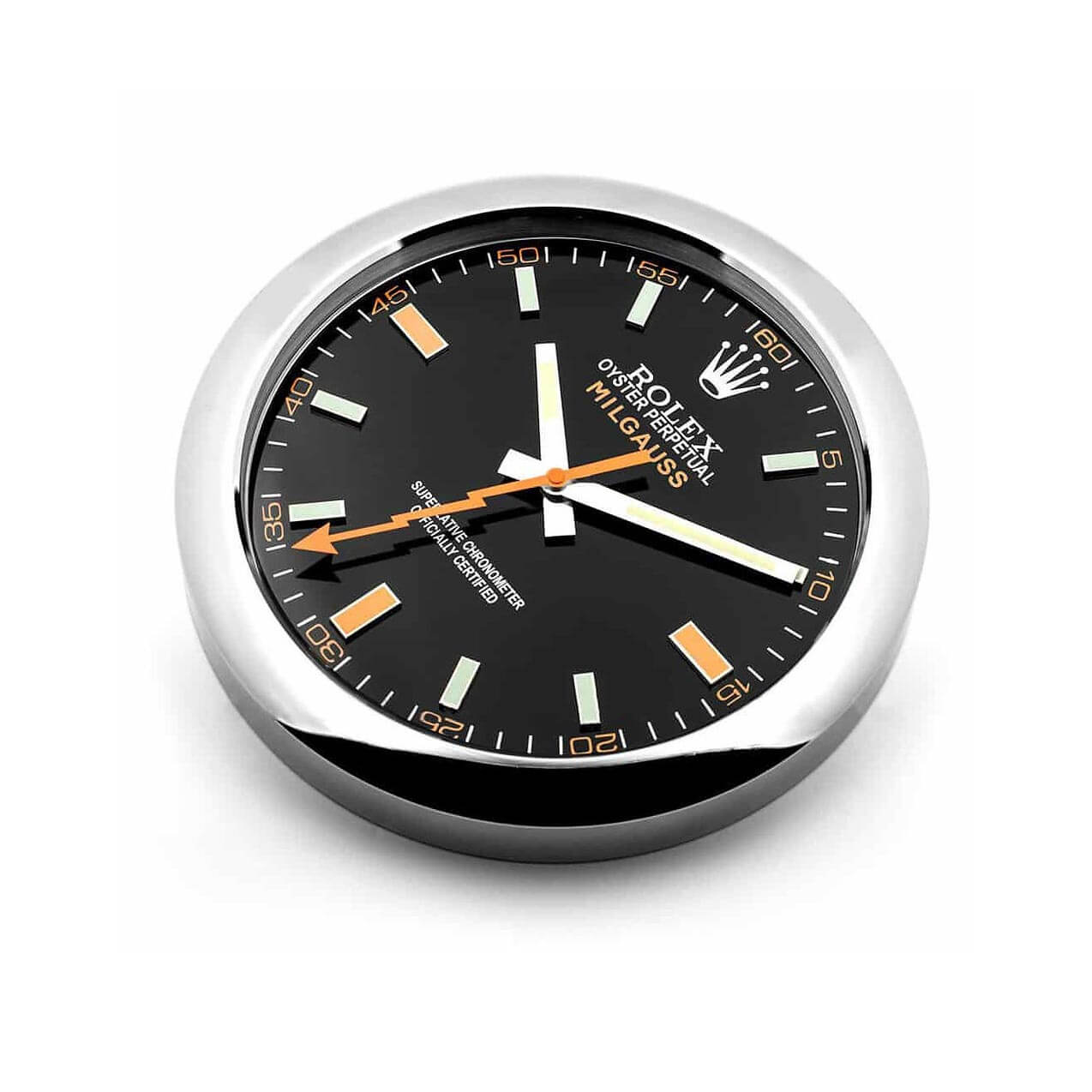 Rolex Milgauss Wall Clock - Silver & Black